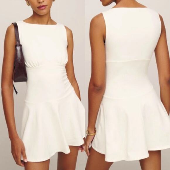 Reformation | NWT Mayve Knit Dress Fior Di Latte White A-line Mini Dress XL - Picture 3 of 16